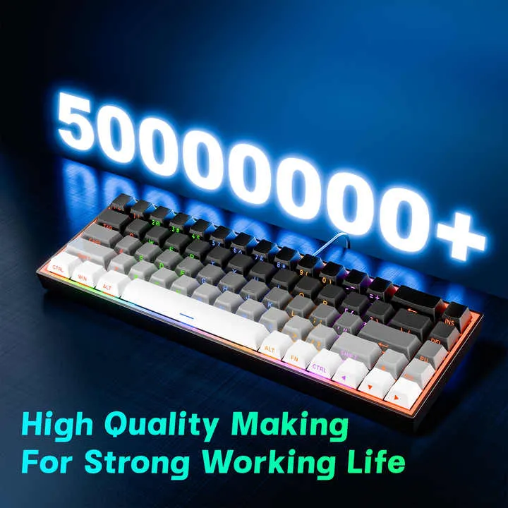 مبادلة ساخنة 68 مفتاح لوحة مفاتيح للألعاب PBT . Hot Swap 68 Keys Gaming Keyboard PBT Side Printed