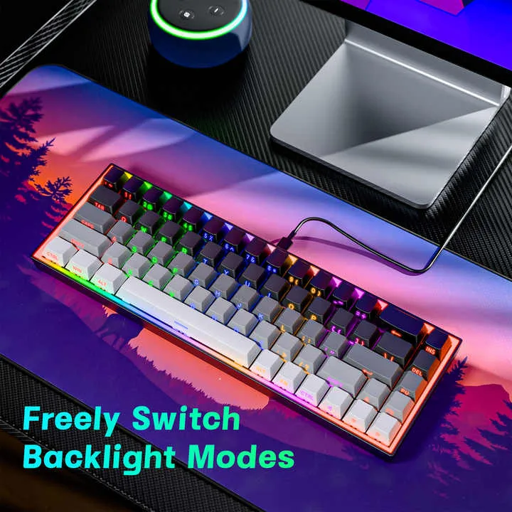 مبادلة ساخنة 68 مفتاح لوحة مفاتيح للألعاب PBT . Hot Swap 68 Keys Gaming Keyboard PBT Side Printed
