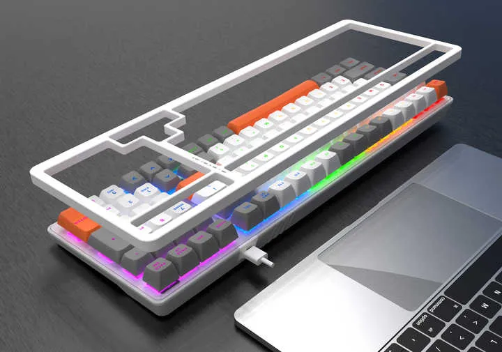 مفتاح آسر أحمر LED gb إضاءة خلفية سلكية . Captivating Red LED Keycaps GB Backlit Wired Gamer