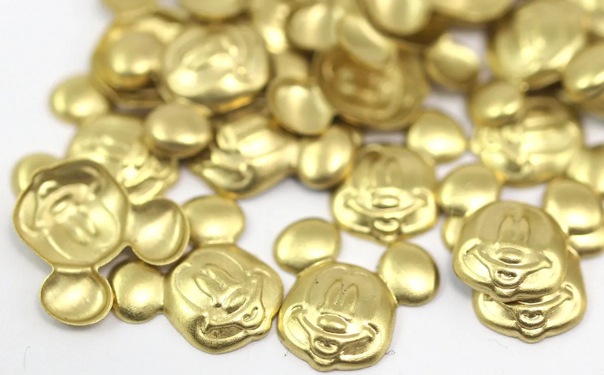 100 Raw Brass Mickey Mouse Sculpture 12 Mm Brs 890 ( A0034 )
