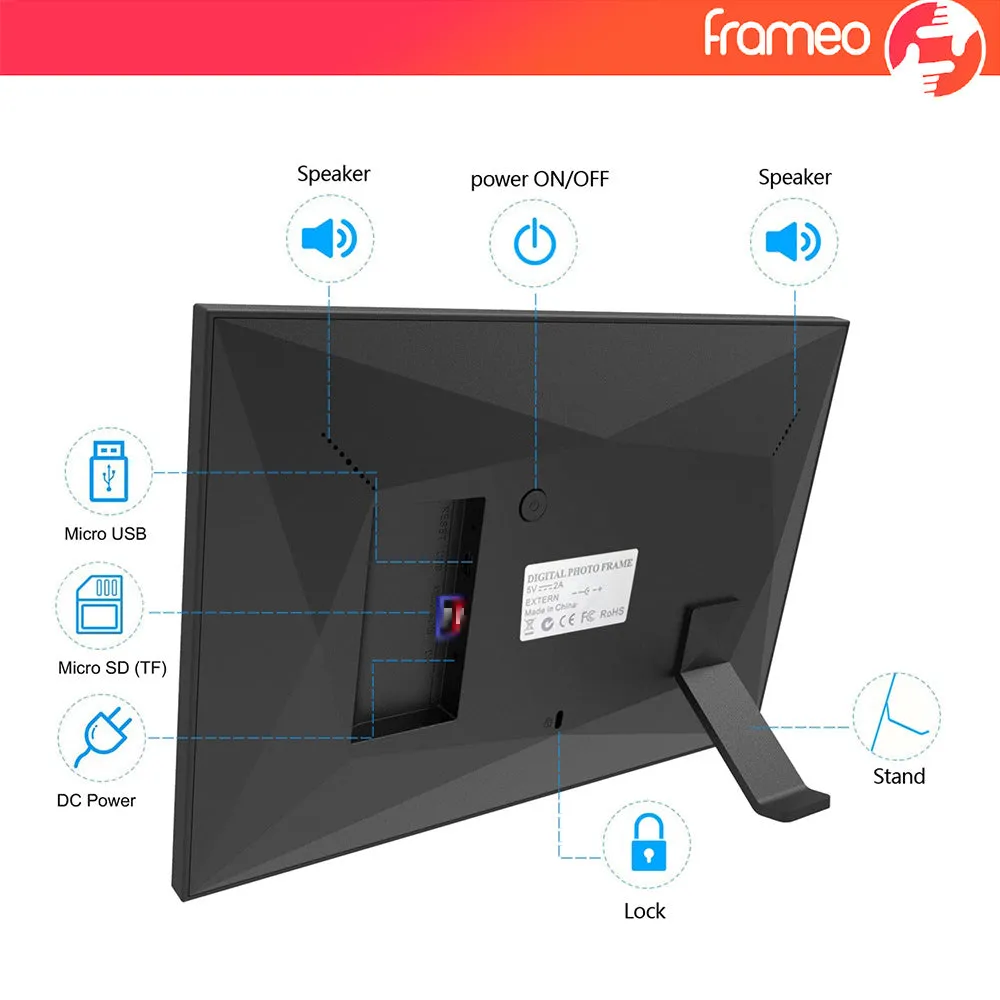10.1-Inch Wooden Frame WiFi Digital Photo Frame | 32GB Storage | IPS Touchscreen | App Remote Sharing