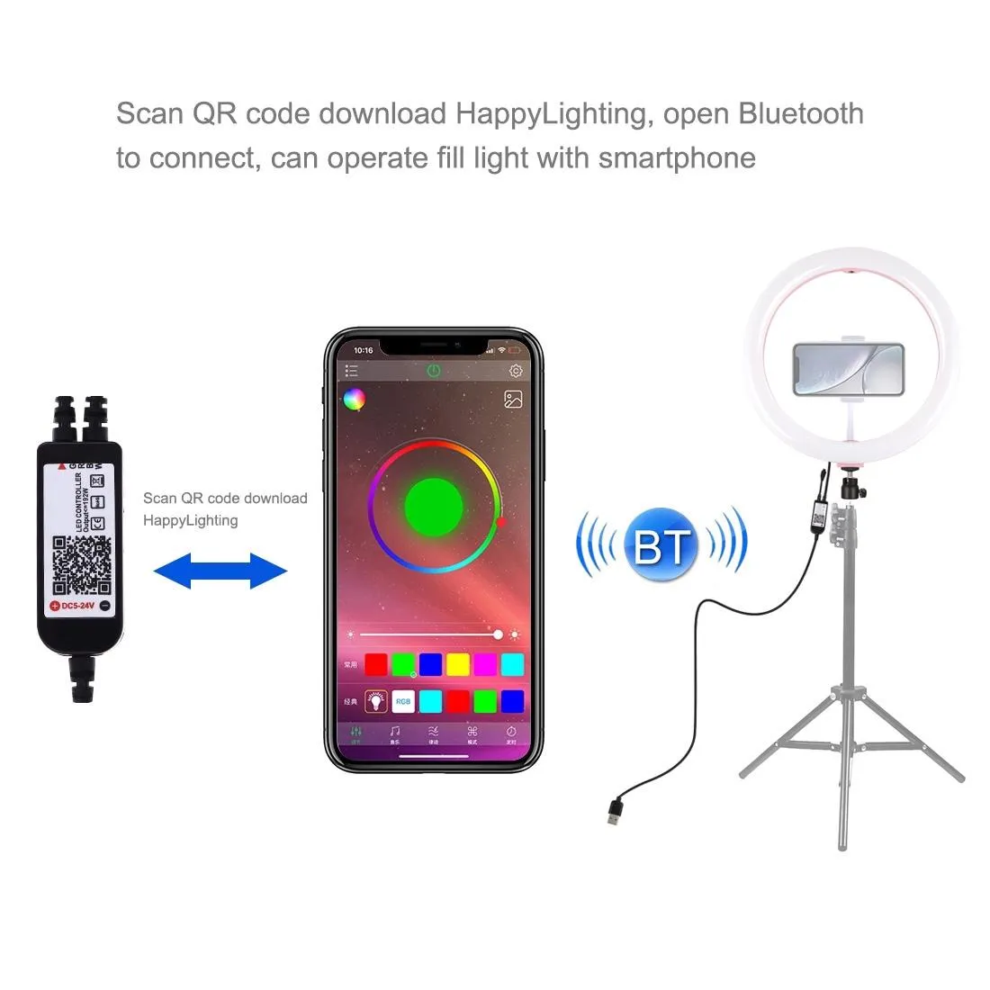 11.8" Dual-Temp LED Ring Light with Tripod & Remote | Pink