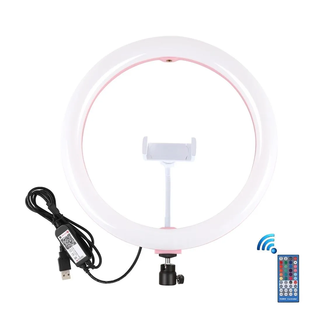11.8" Dual-Temp LED Ring Light with Tripod & Remote | Pink