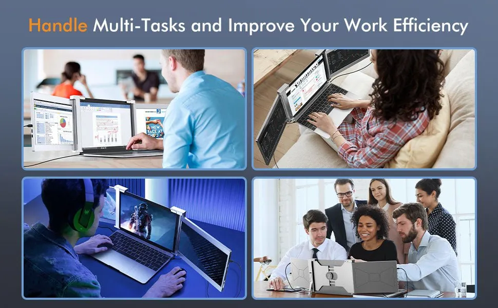 13.3 Inch FOPO Triple Portable Monitor 1080P FHD IPS Triple Monitor Laptop Screen Extender for 15"-17" Laptops
