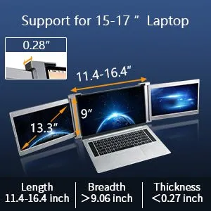 13.3 Inch FOPO Triple Portable Monitor 1080P FHD IPS Triple Monitor Laptop Screen Extender for 15"-17" Laptops