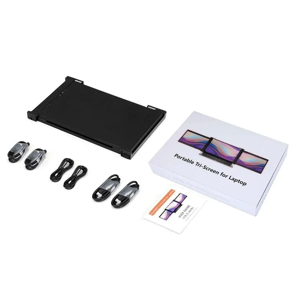 13.3 Inch FOPO Triple Portable Monitor 1080P FHD IPS Triple Monitor Laptop Screen Extender for 15"-17" Laptops