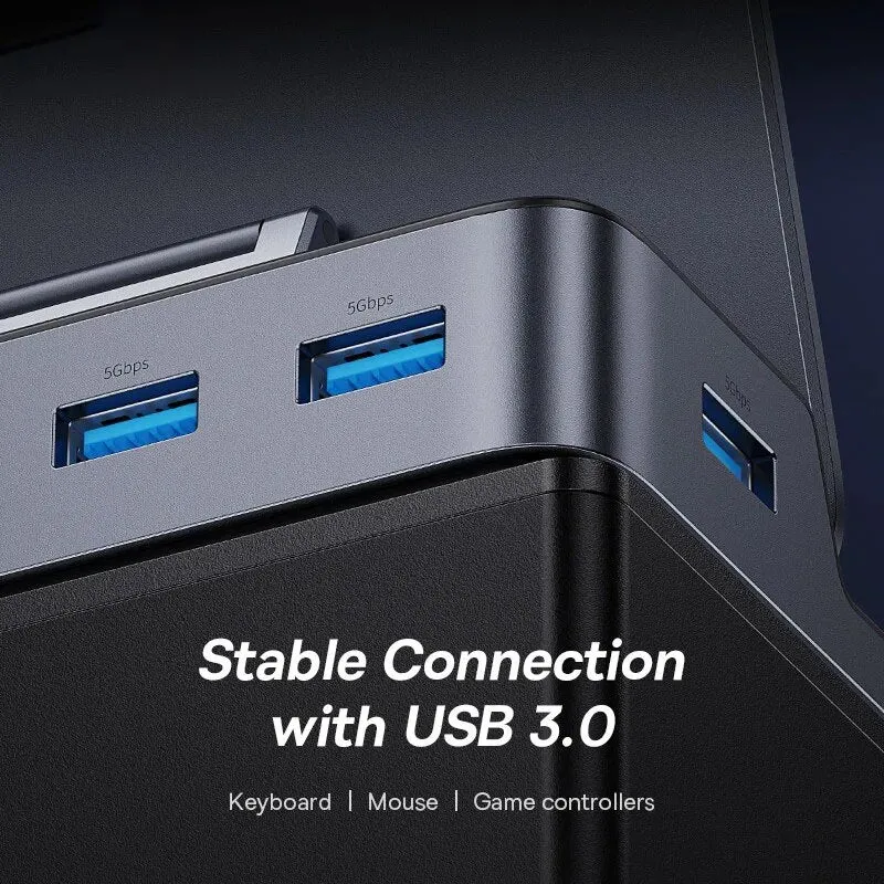 6-Port Type-C Docking Station: HDMI 4K@60Hz, USB 3.0, RJ45, PD 100W Hub