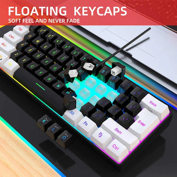 61 مفتاحًا جديدًا LED RGB لوحة . 61 New Keys LED RGB Keyboard.