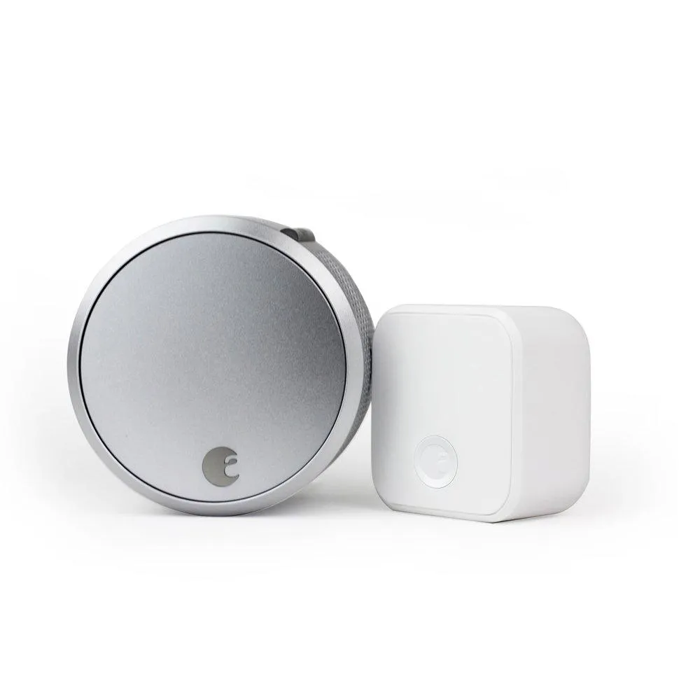 August Smart Lock Pro   Connect, 3rd gen technology - Silver, works with Alexa