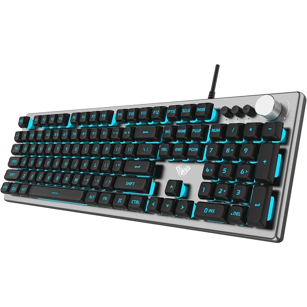 Aula Wind F2028 Wired RGB Gaming Keyboard English & Arabic - Gray