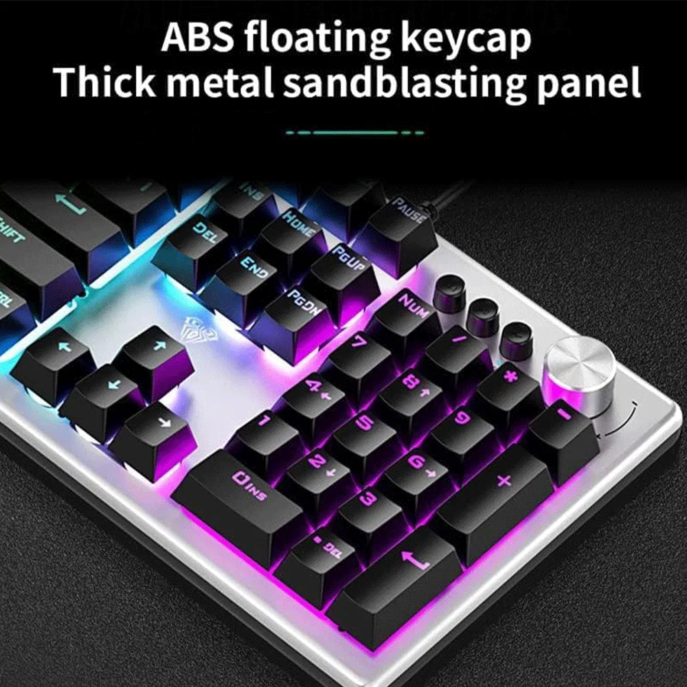 Aula Wind F2028 Wired RGB Gaming Keyboard English & Arabic - Gray