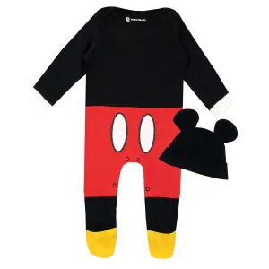 Baby Mickey Mouse Footies and Hat Set