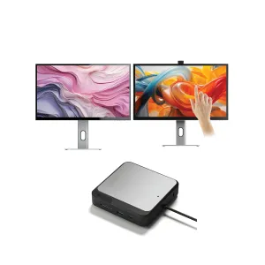 CLARITY 27” UHD 4K Monitor   Clarity Pro Touch 27" UHD 4K Monitor with 65W PD, Webcam and Touchscreen   Dual 4K Universal Docking Station – DisplayPort Edition