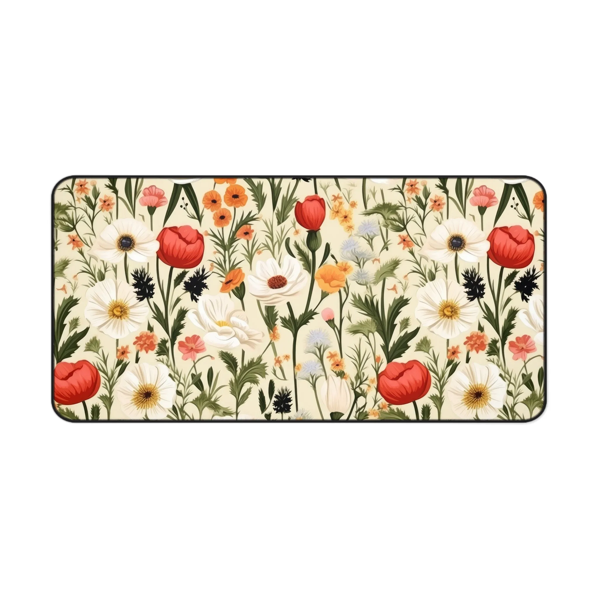 Cottagecore Wildflower Red Poppies Laptop Computer Desk Mat Mousepad