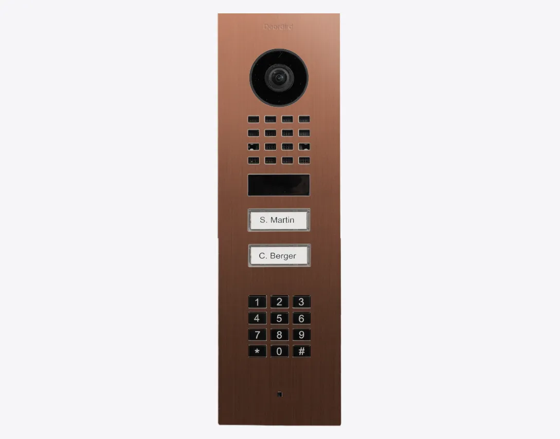 DoorBird IP Intercom Video Door Station D1102KV 2 Button with Keypad, FLUSH MOUNT Stainless / PVD / PC finishes