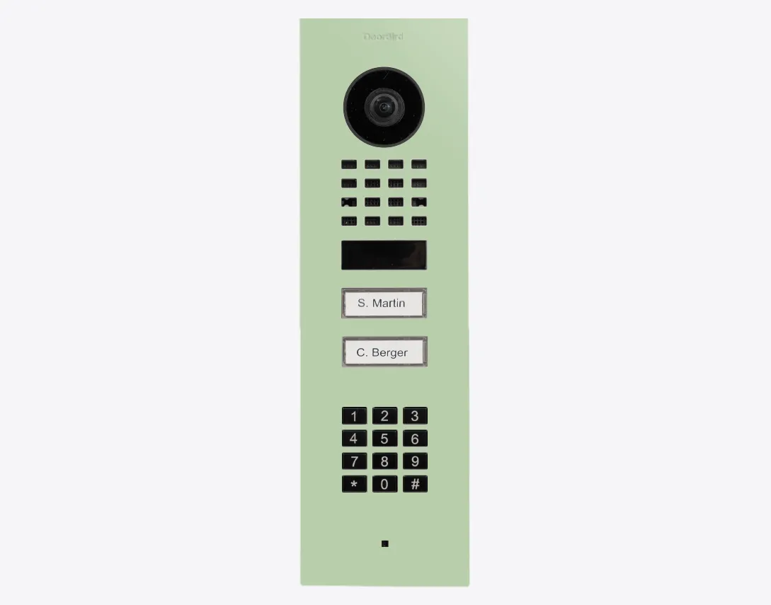 DoorBird IP Intercom Video Door Station D1102KV 2 Button with Keypad, FLUSH MOUNT Stainless / PVD / PC finishes