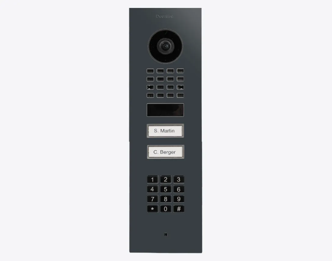 DoorBird IP Intercom Video Door Station D1102KV 2 Button with Keypad, FLUSH MOUNT Stainless / PVD / PC finishes