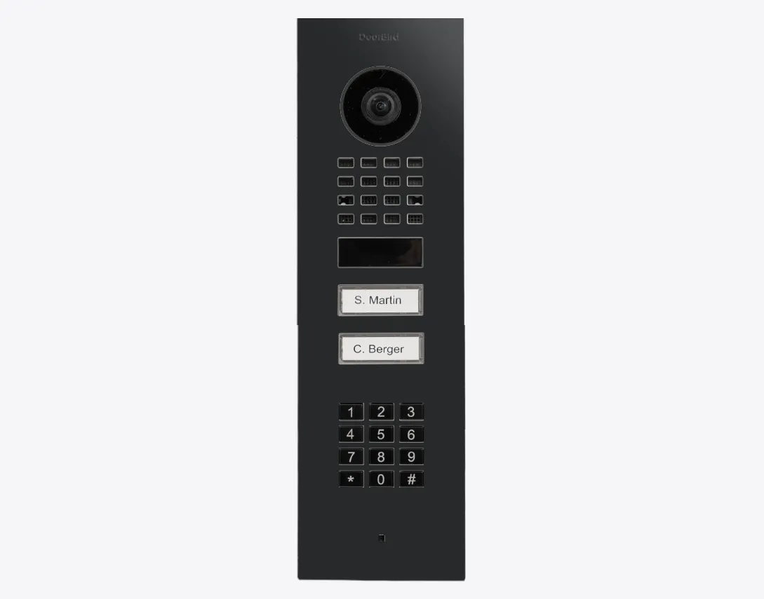 DoorBird IP Intercom Video Door Station D1102KV 2 Button with Keypad, FLUSH MOUNT Stainless / PVD / PC finishes