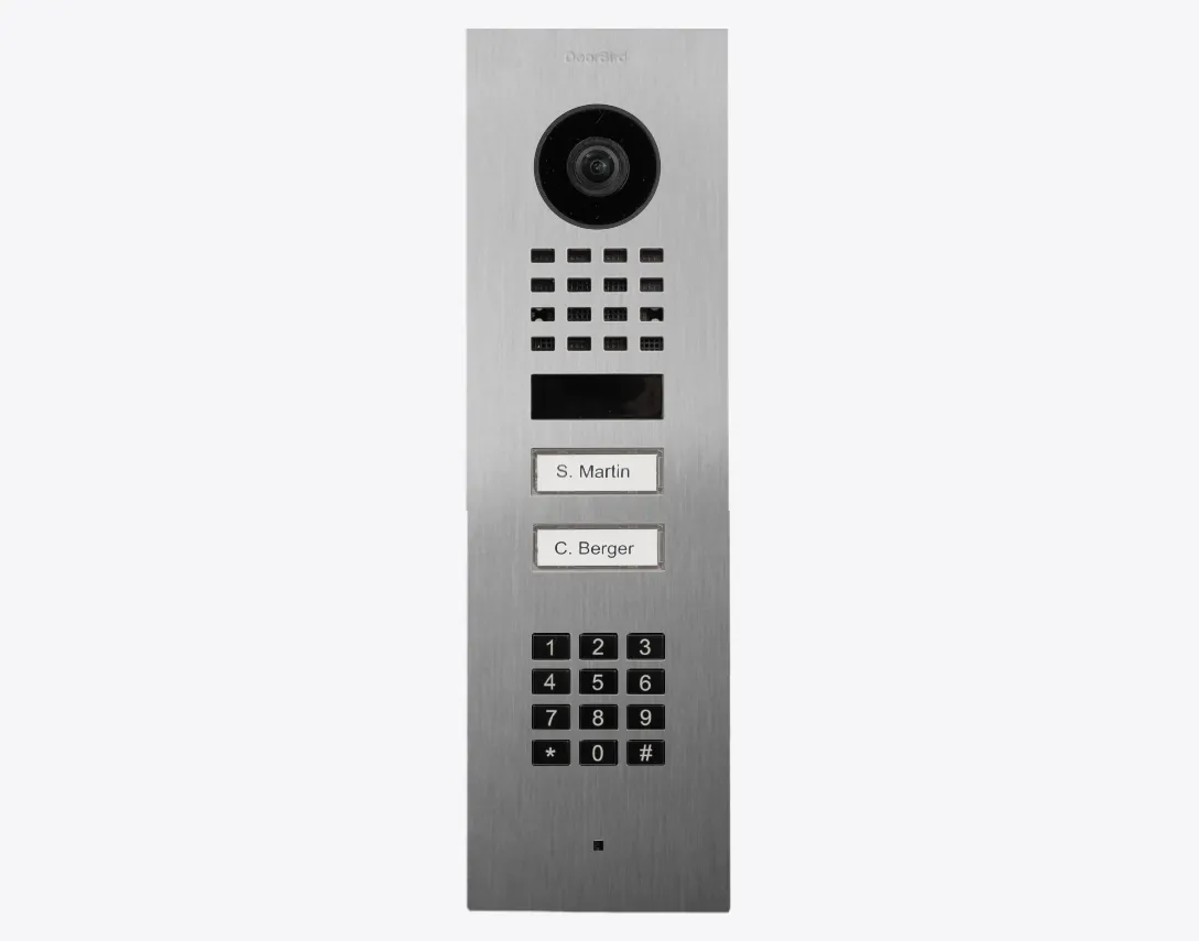 DoorBird IP Intercom Video Door Station D1102KV 2 Button with Keypad, FLUSH MOUNT Stainless / PVD / PC finishes