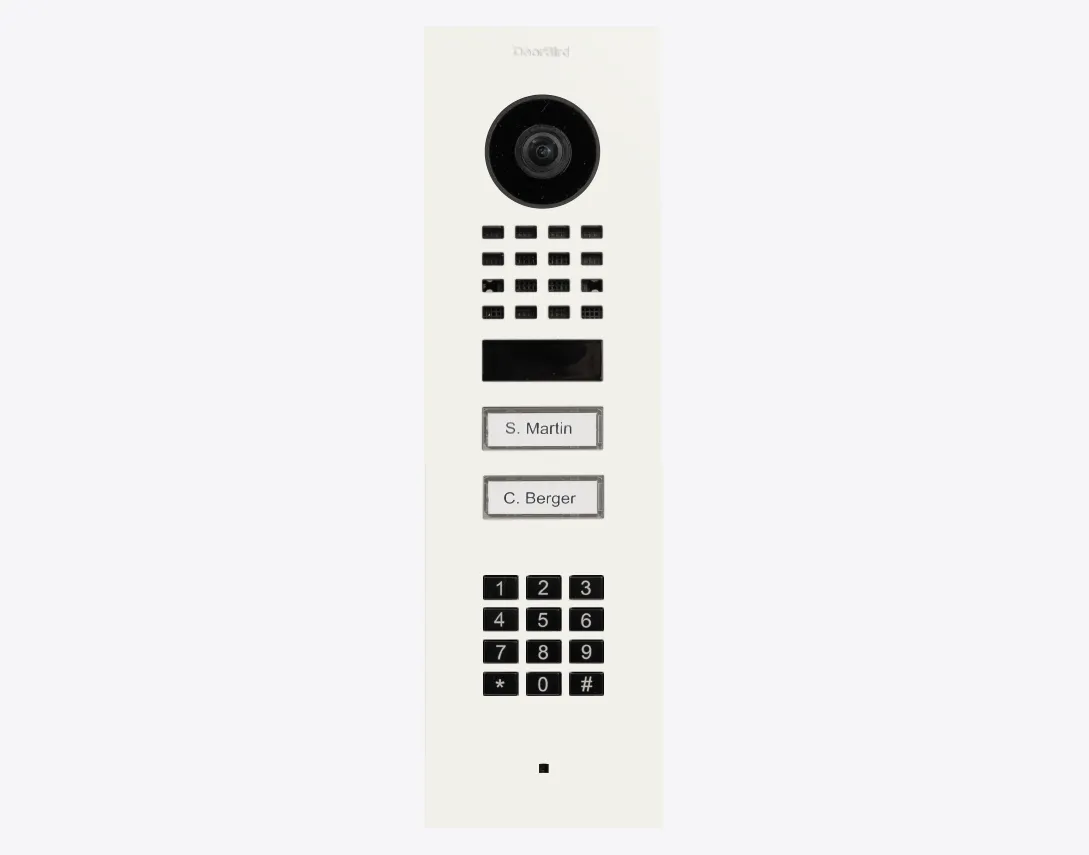 DoorBird IP Intercom Video Door Station D1102KV 2 Button with Keypad, FLUSH MOUNT Stainless / PVD / PC finishes