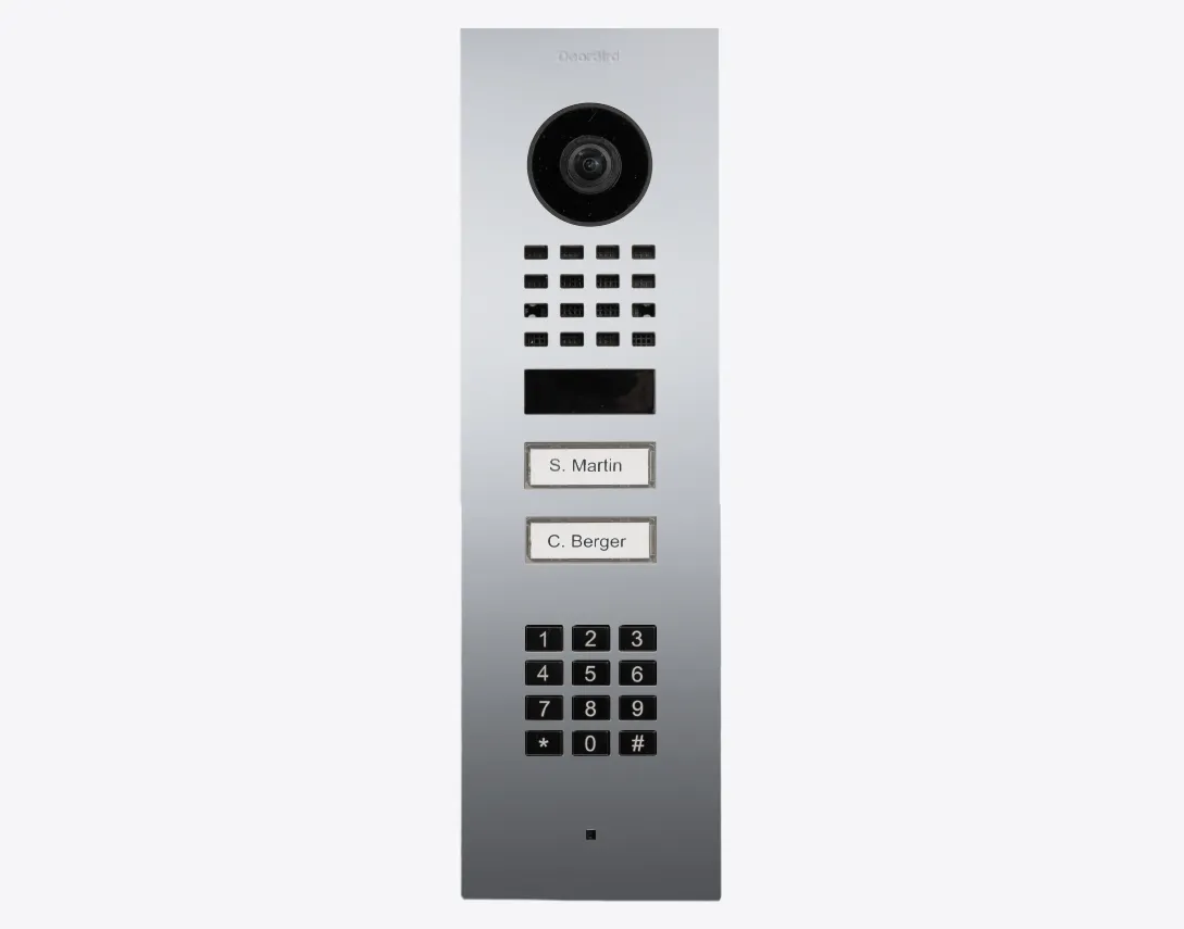 DoorBird IP Intercom Video Door Station D1102KV 2 Button with Keypad, FLUSH MOUNT Stainless / PVD / PC finishes