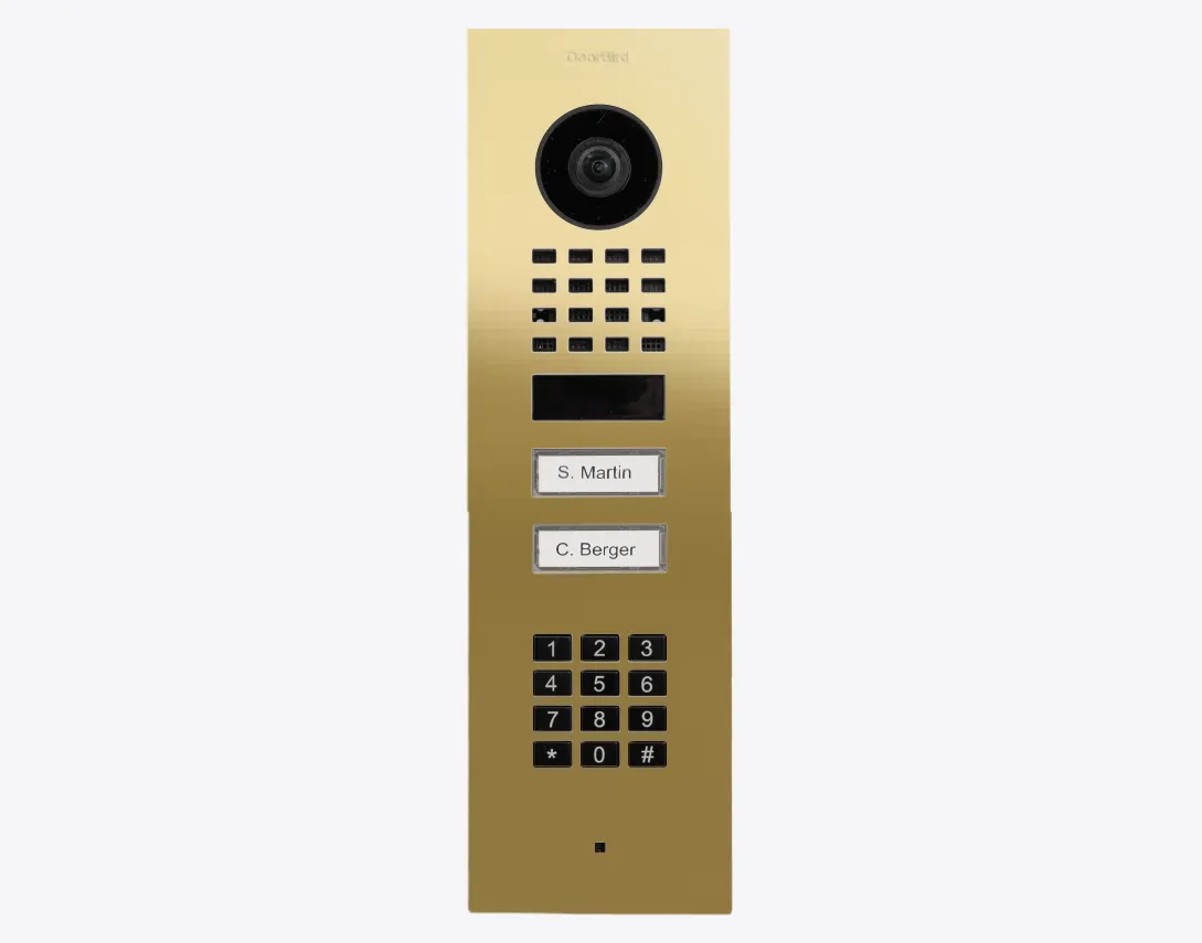 DoorBird IP Intercom Video Door Station D1102KV 2 Button with Keypad, FLUSH MOUNT Stainless / PVD / PC finishes