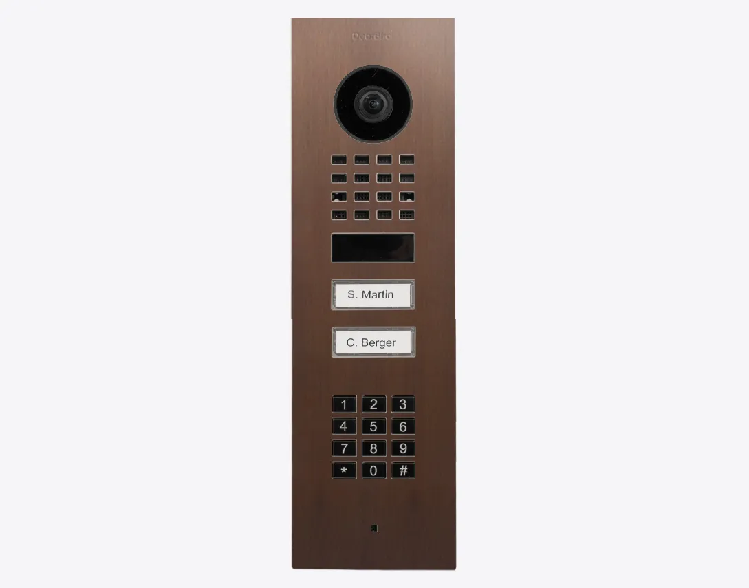 DoorBird IP Intercom Video Door Station D1102KV 2 Button with Keypad, FLUSH MOUNT Stainless / PVD / PC finishes