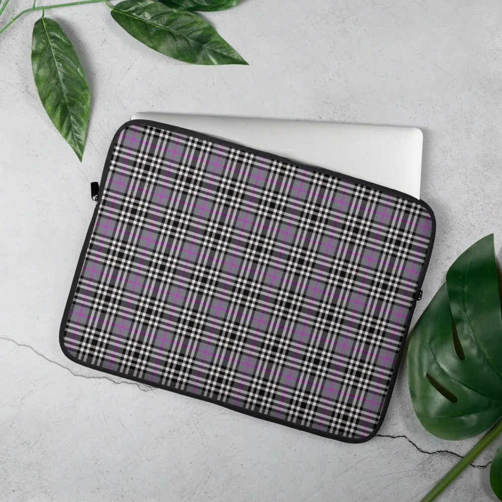 Grey and Pink Tartan plaid Laptop Sleeve