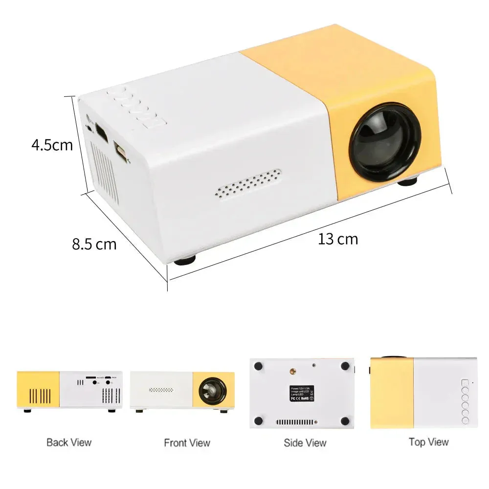 Mini Projector  1080P Full HD Support, Portable LED Projector, 4K Video Playback, Multiple Connectivity Options