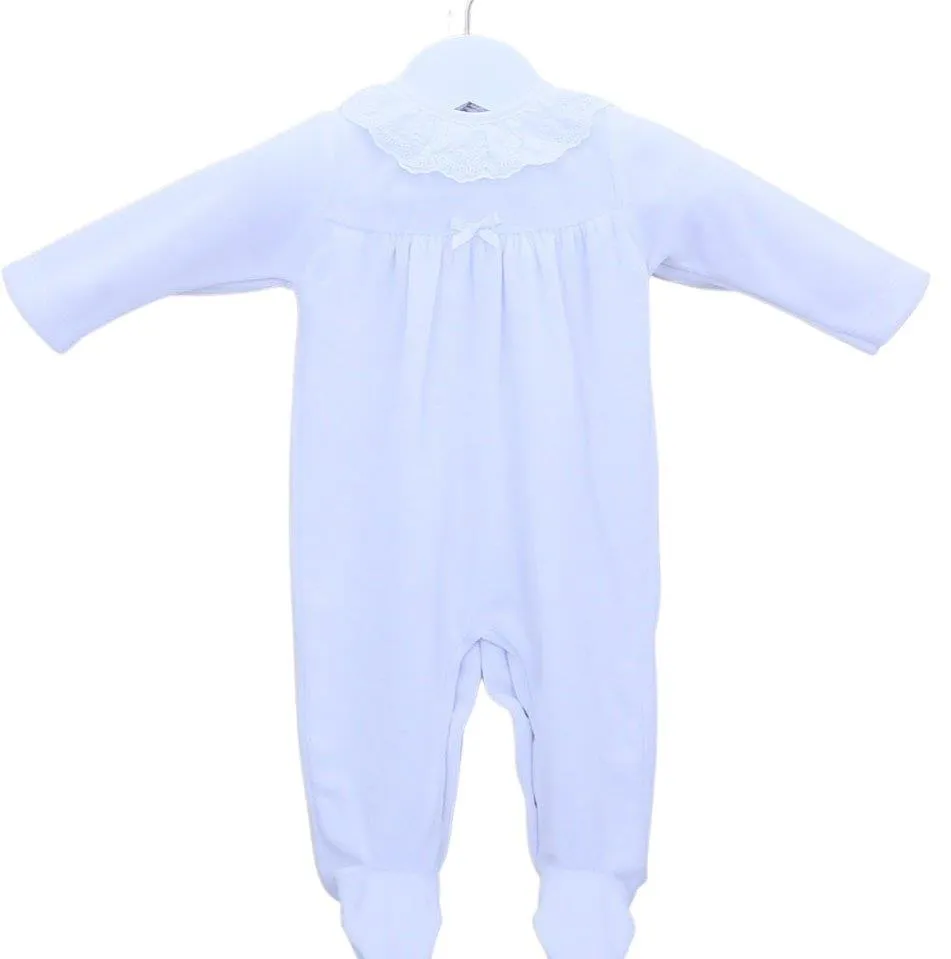 "PEX" Luxury white velour all in one frilly collar outfit