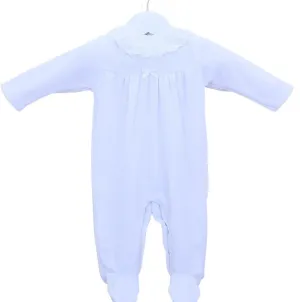 "PEX" Luxury white velour all in one frilly collar outfit