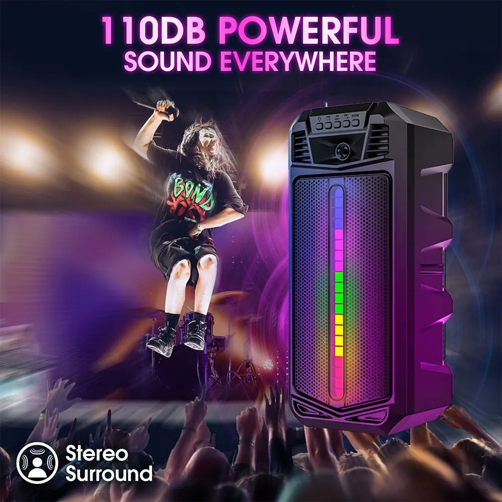 Solar Powered 16W Subwoofer Bluetooth Speaker Karaoke